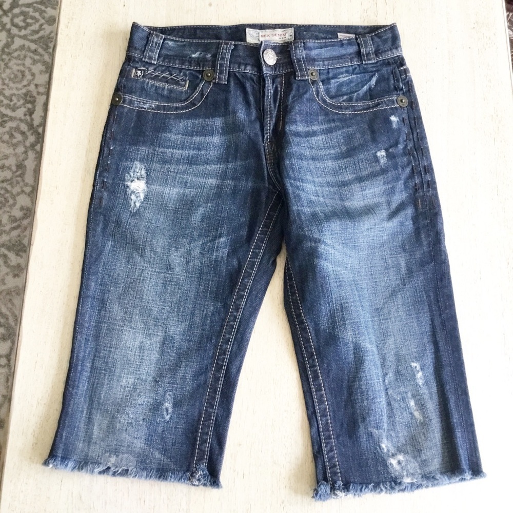 MEK Cropped Pants Size 30 Distressed Blue Womens